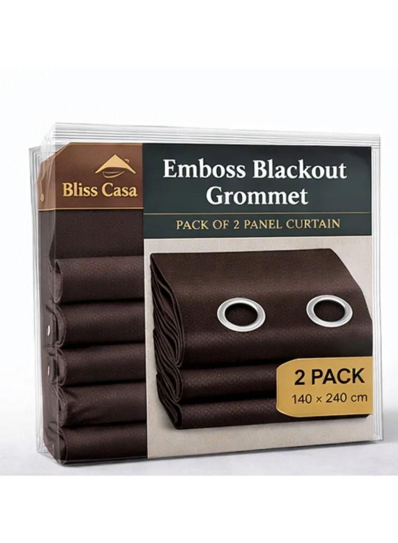 بليس كاسا ستائر بلاك أوت بنقوش بلايس كاسا × سم - عازلة حرارياً، مخفضة للضوضاء، مانعة للضوء والأشعة فوق البنفسجية بحلقات لغرفة النوم والمعيشة، قطعتان بني شوكولاتة